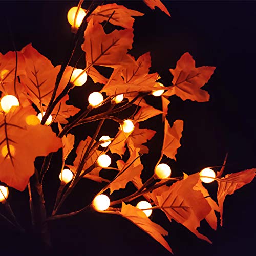 TURNMEON 24 inch Prelit Maple Tree with 24 Pumpkin Lights, Maple Leave ...